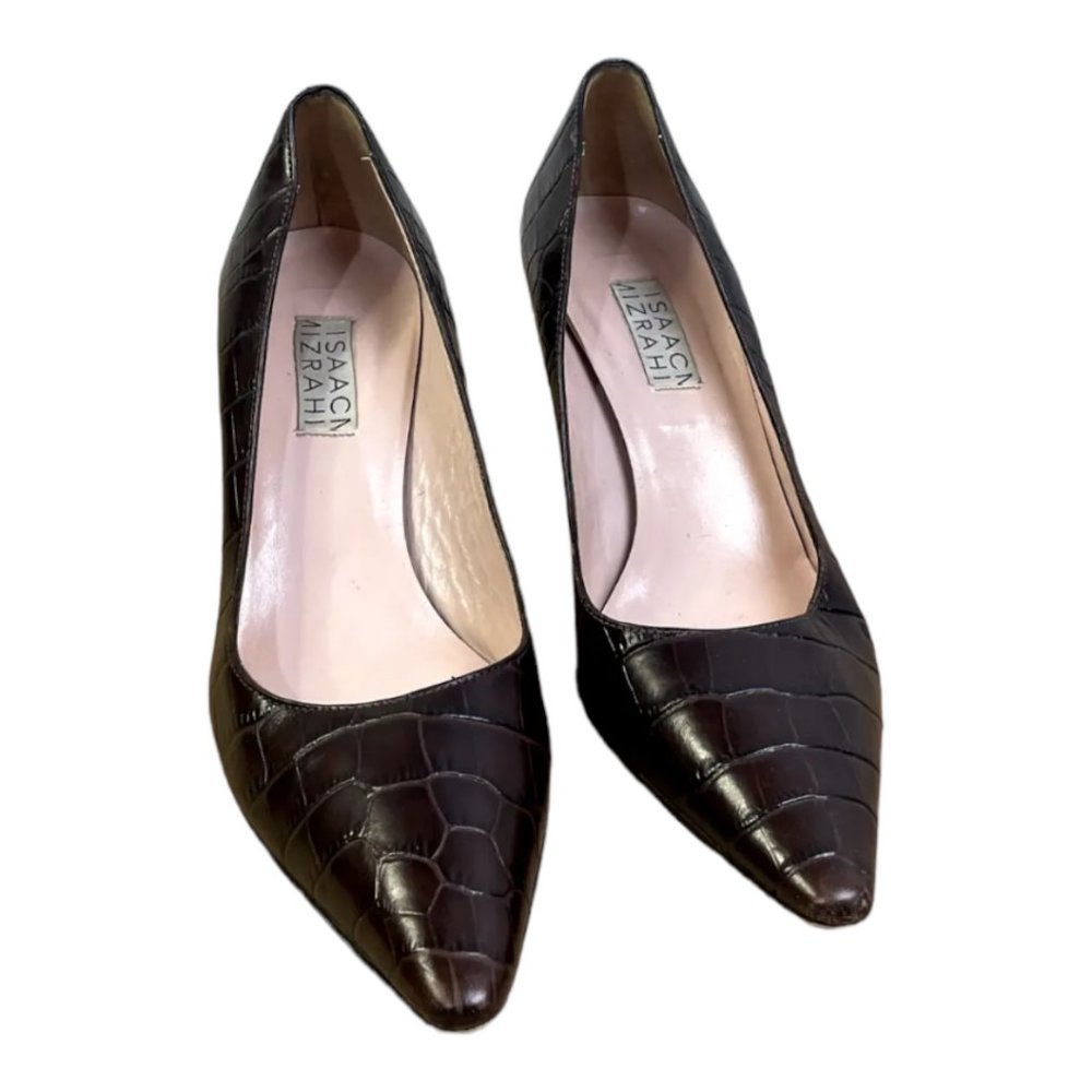 Isaac Mizrahi Women’s Crocodile Skin Brown Print Tall Heels Size 6 shoes